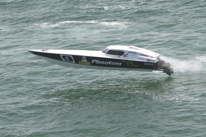 'Phantom' flies high in Superboat Vee Limited, but was off the pace and could only manage fourth place in the event won by 'Absolutely Not.'  - US offshore © Rodrick Cox